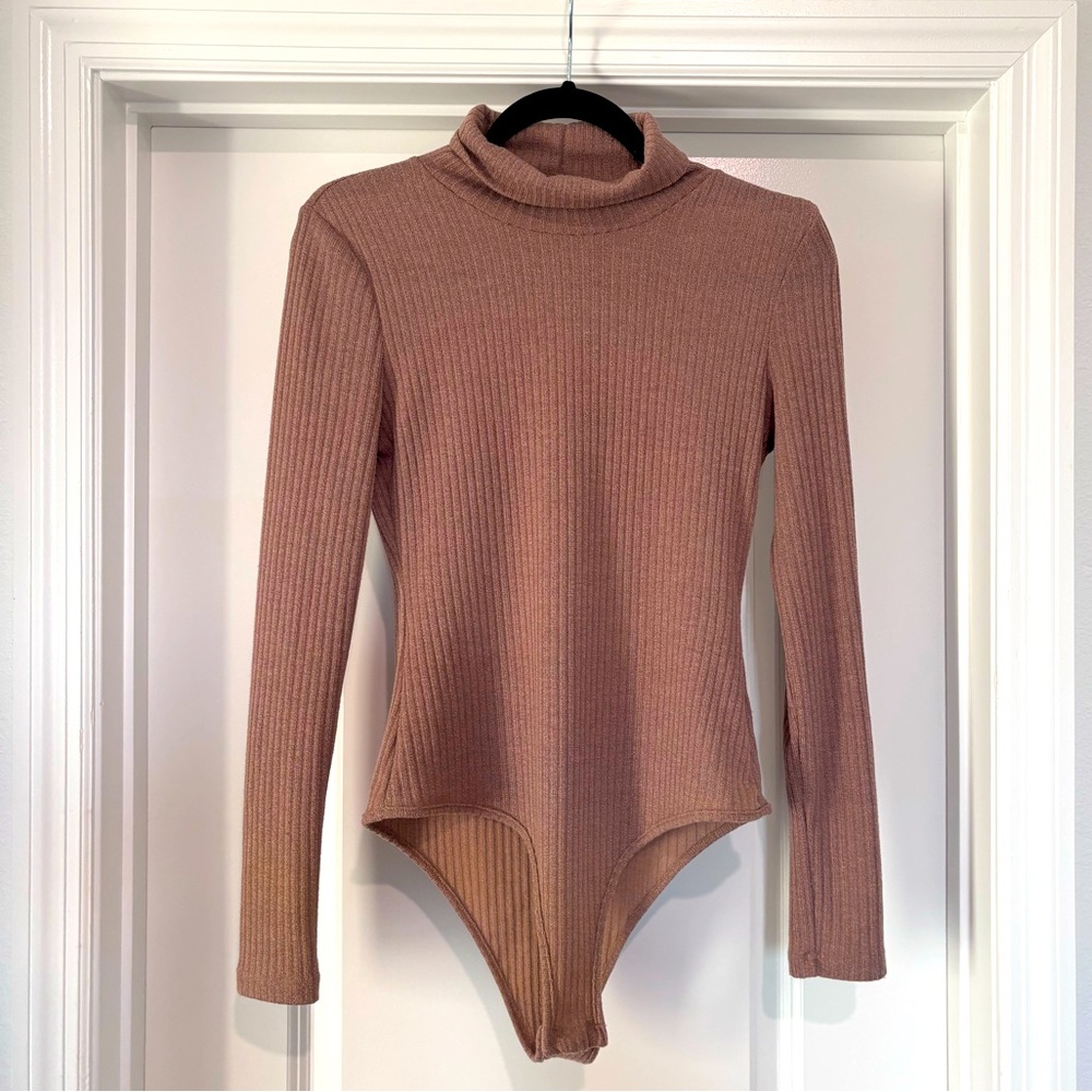 Womens high neck rib-knit bodysuit